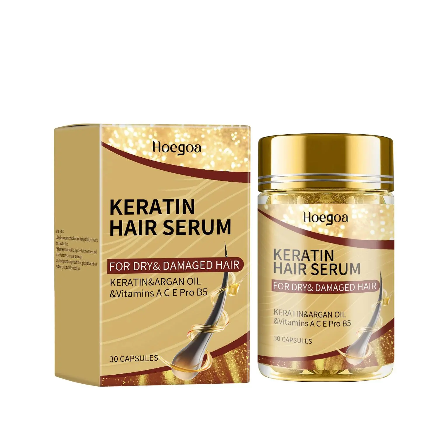 Moroccan Hair Serum Capsules, 30pcs/box Deep Moisturizing Hydrating Hair Care Serum, Nourishing Hair Treatment, Hair Care & Styling Product for Women & Men, Hair Care Products, Strengthen Hair