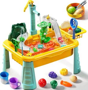 Play Sink with Running Water（ Fishing Games ）, Pretend Play Kitchen Sink with Upgraded Electric Faucet, Realistic play set learning cookingset Plastic Toy Outdoorfun Fun Cleaning Playset，Girls Role Play Gift#SummerVibes
