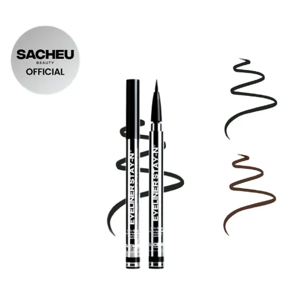 sacheu Eyeliner STAY-N - All-Day Liquid Eyeliner - flexible tip, felt-tip brush, smudge-proof, long-wear makeup