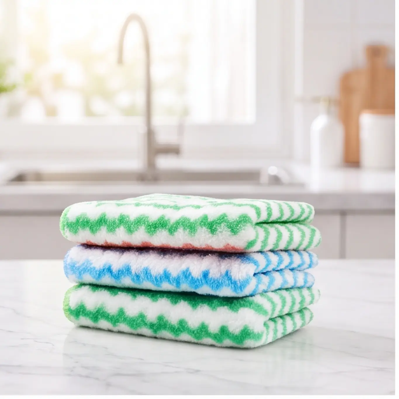 Multipurpose Cleaning Cloths, 1 Pack Includes 10 Reusable Cleaning Rags, 30 x 30 cm (11.8 x 11.8 in), Soft Super Absorbent Quick Dry Lint-Free Towels for Kitchen, Dishes, Glass, Windows, Mirrors, Bathroom & Household Cleaning