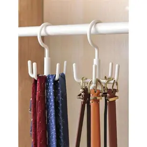 1PC Wardrobe Punch Free Hook, Yes, Belt, Scarf Storage Rotary Four Claw Hook, Household Multifunctional Clothing Hat Hook, Bag Tie Storage Hanger, Gender Reveal Party, Perfect For Birthdays, Weddings, Parties, The Perfect Gift For Colleagues