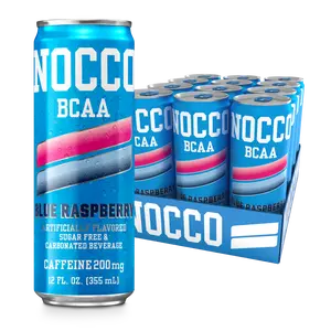 NOCCO BCAA ZERO SUGAR Energy Drink Blue Raspberry - 12 Fl Oz (Pack of 12) - 200mg of Caffeine, Sugar Free Energy Drinks - Carbonated & Low Calorie, BCAAs, Vitamin B6, B12, & Biotin - Grab & Go Performance Drink
