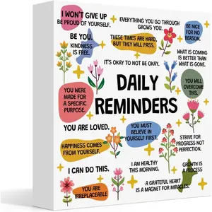 Little Reminders Desk Sign Mental Health Office Decor Positive Affirmation Gifts for Women Men Friends Coworker Colleague Motivational Quote Wooden Box Plaque Vintage Plaque Decor Therapy Office Home Desk Decor 5x5inch