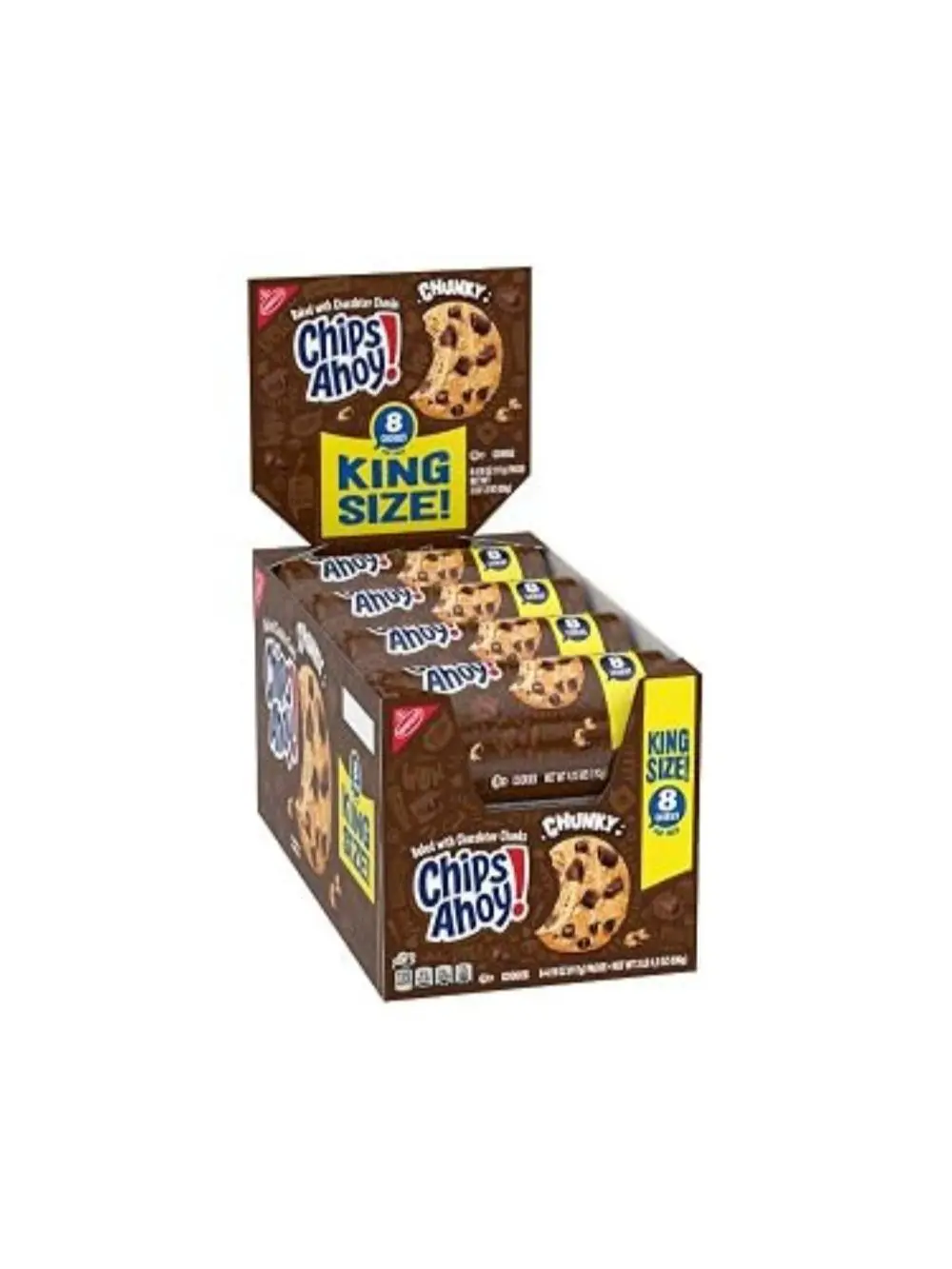 Chips Ahoy! King Size Artificial Cocoa Flavor Chocolate Chip Snack Cookies - 8 Count, Available in Original or Chunky Varieties
