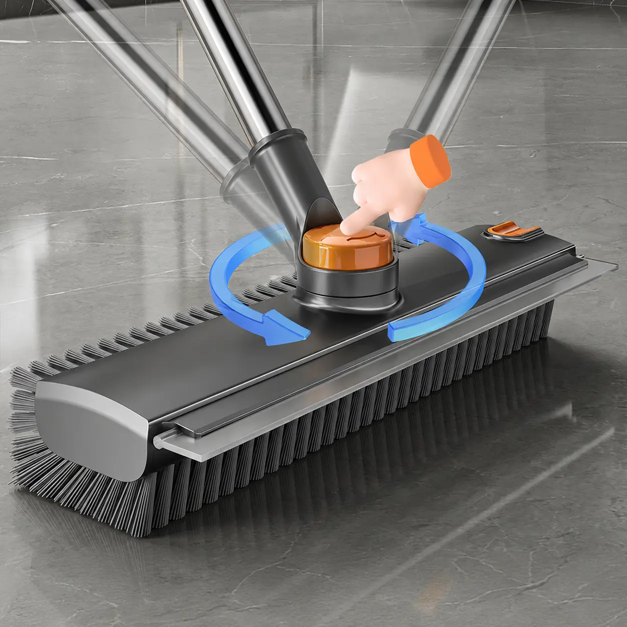 3-in-1 Long-Handled Floor Cleaning Brush - Sweep & Scrub Combo with Ergonomic Handle, Heavy-Duty Household Cleaning Tool, Versatile Cleaning Supplies for Tile & Bathtub, Thick Bristles Remove Stains Fast