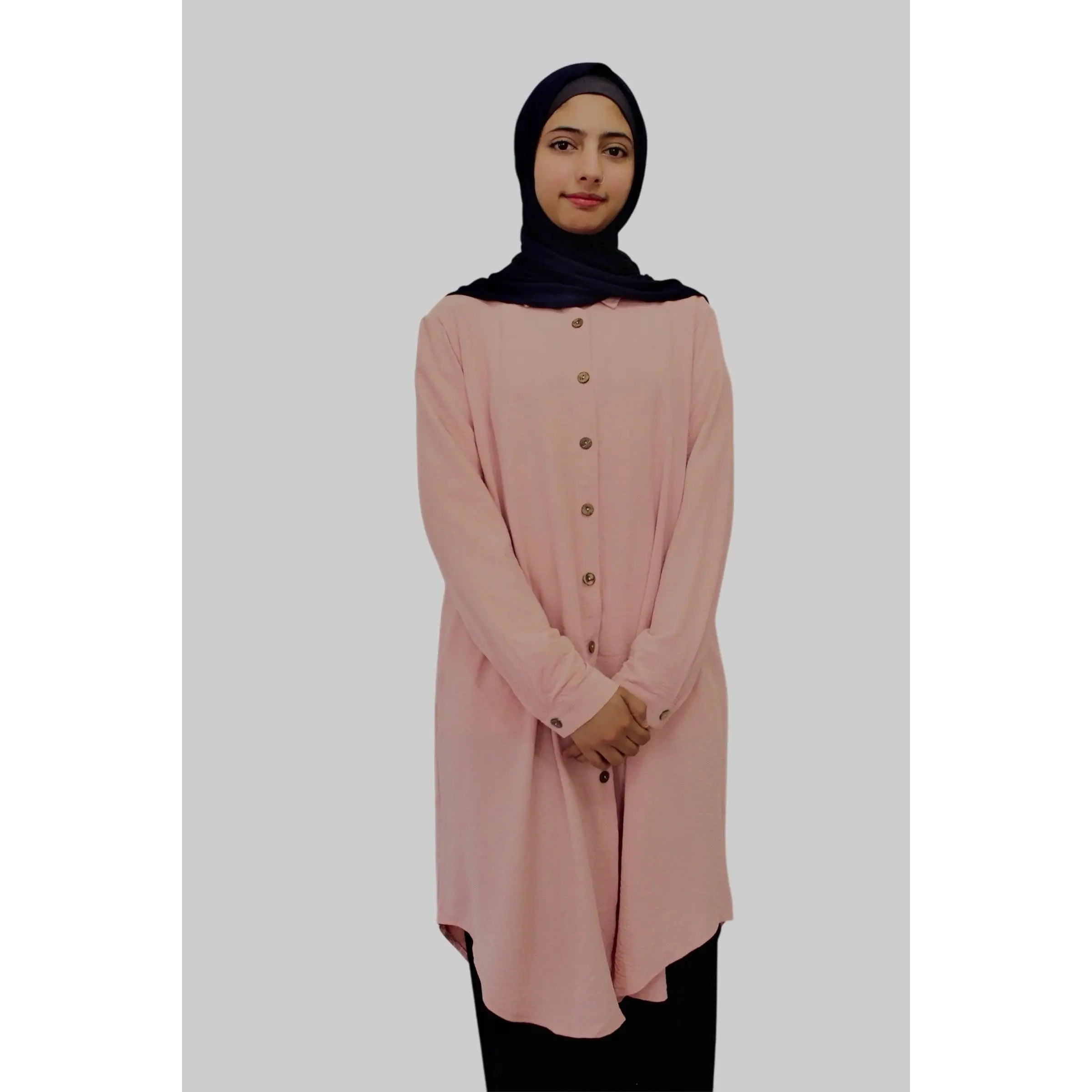Ethnic Dress | Pink with Button Detail and Long Sleeves