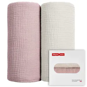 2 Pack Muslin Swaddle Blankets for Unisex, Newborn Receiving Blanket, Large 40 x 38 inches, Soft Breathable Muslin Baby Swaddles for Boys & Girls, Soft Fabric