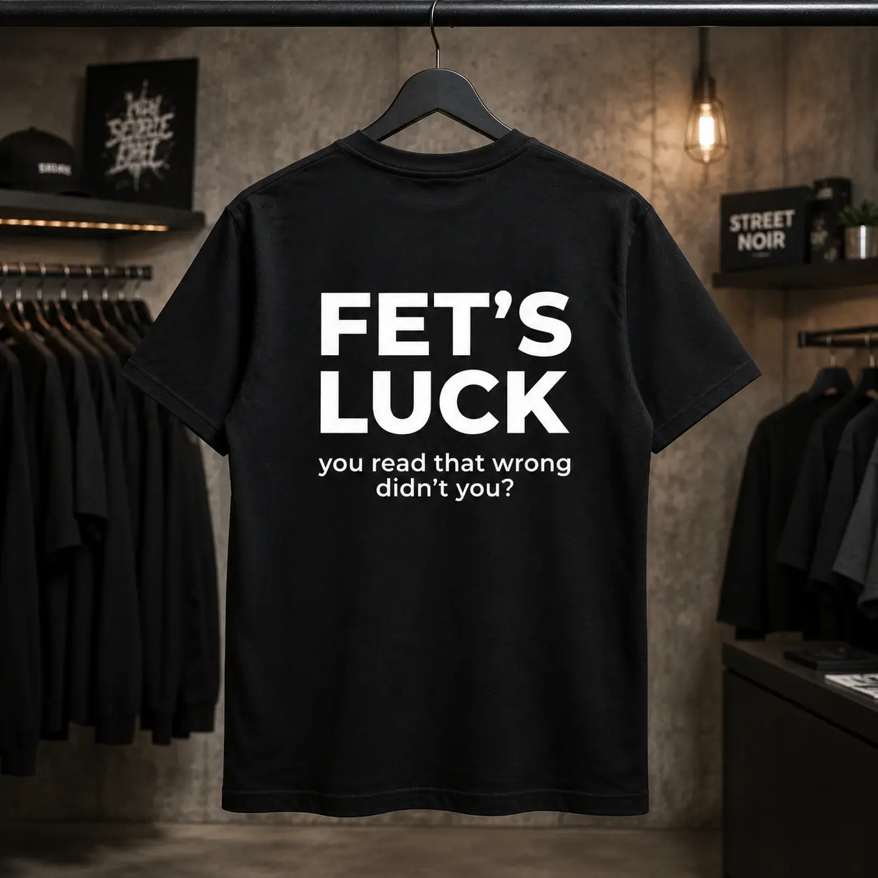 Funny Misread Sarcastic Back Print Men T‑Shirt, Fets Luck You Read That Wrong Didnt You Humor Slogan Graphic Tee, Casual Cotton Short Sleeve Novelty T‑Shirt