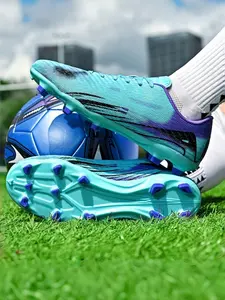 1 Pair Parent-Child White Pink Color Block Football Cleats | Breathable Mesh | Enhanced Traction | Eye-Catching Design | For Soccer Training & Matches | Trending