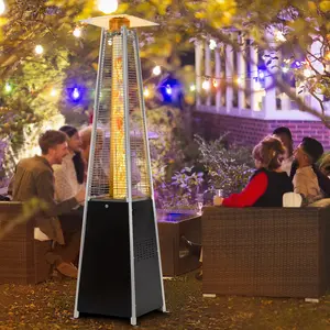 NAVINE Patio Heater,48,000 BTU Outdoor Patio Heater with Wheels,Propane Patio Heater w/Waterproof Cover & Gloves,Quartz Glass Tube Pyramid Patio Heater for Outdoor Use,Party,Backyard,Garden