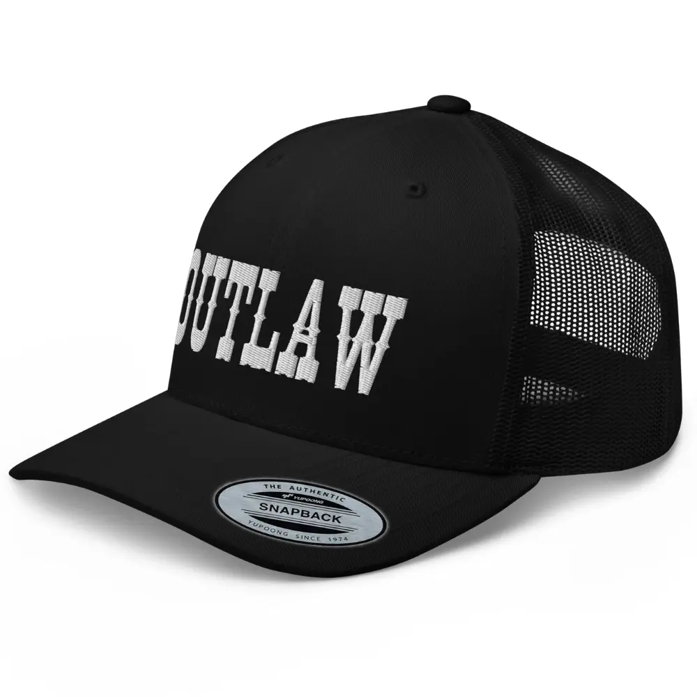 RIVEMUG Western Outlaw Trucker Hat Curved Bill Mid Crown Adjustable Cowboy Rodeo Cap