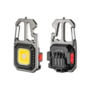 Portable Keychain Flashlight, Outdoor Camping COB Work Light, Emergency Lighting with Window Hammer Bottle Opener Lamp, LED Flashlight for Outdoor Camping