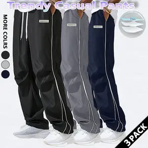 3 pack Loose Sports Pants Men's Trousers Grey Side Stripeswith Gold Accent Stripe Comfortable DesignAthleisure Style Bottoms Athletic Bottoms Gymwear Halloween Gifts SpringStatements