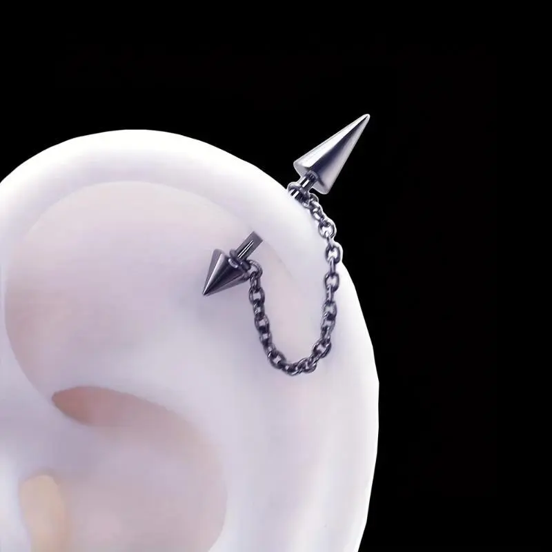1pc Punk-Style 304 Stainless Steel Spike Earrings Jewelry for Helix, Tragus, Forward Helix Body Piercings