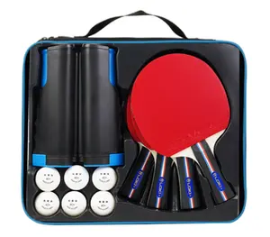 High Performance Portable Table Tennis Set, Premium Set with Retractable Net, 6 3-Star Balls and 4 Professional Rackets