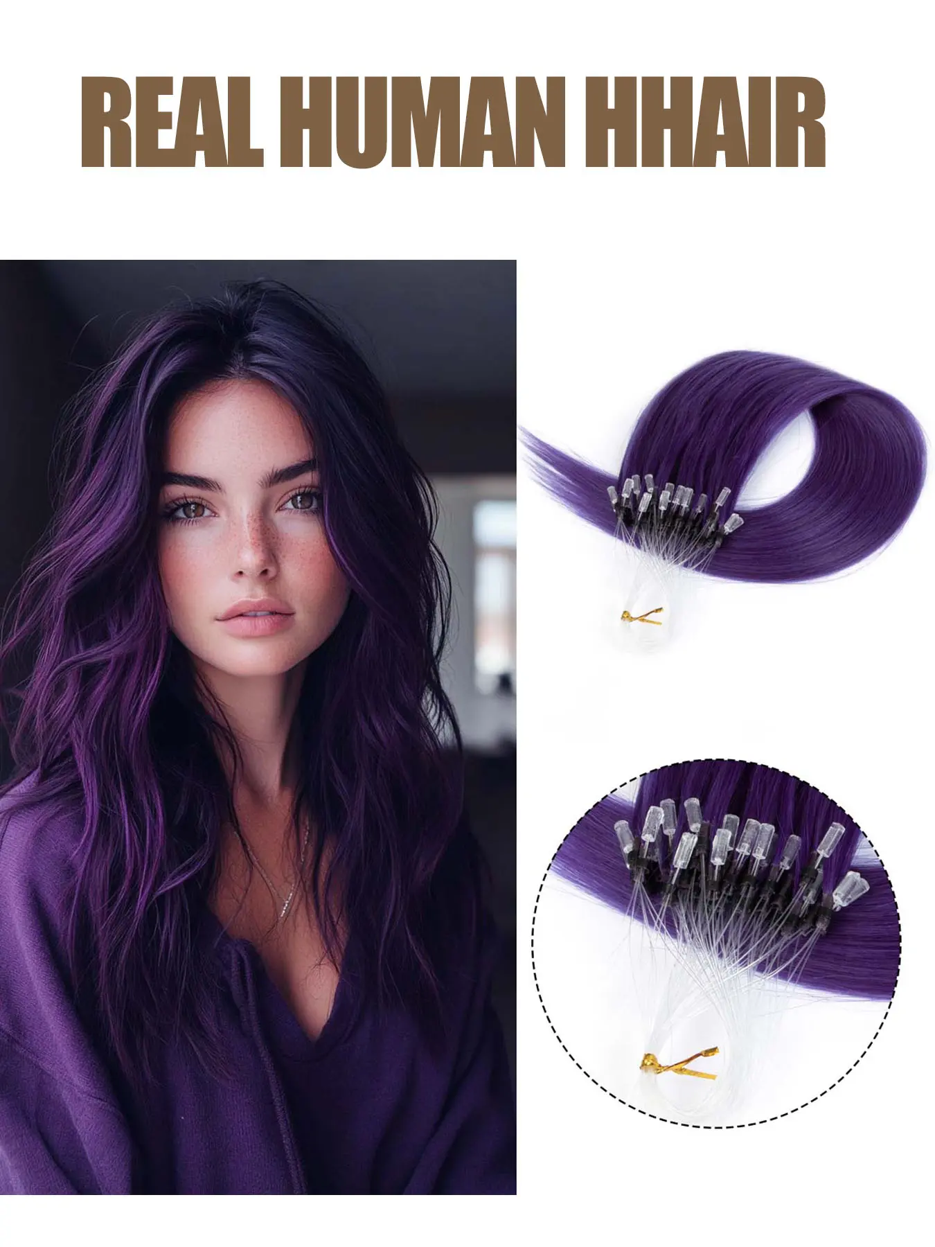 50Pcs 30G Microlink Hair Extensions, Human Hair, Human Hair Highlights, Hot Pink Hair Extensions with Micro Ring Micro Loop Human Hair Extensions Remy Natural Hair Micro Bead Extensions for Highlight Colorful Hair for Women cosplay