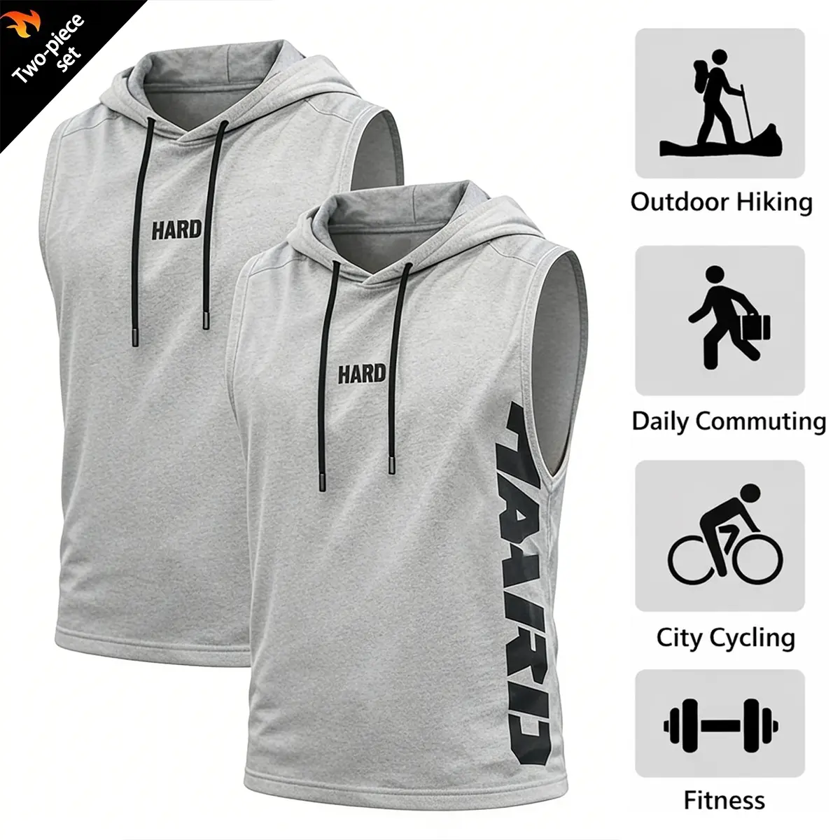 Men’s Sleeveless Tank Top Set, 2-Pack — Casual Fitness Sports T‑Shirt/Compression Shirt Combo, Slim Fit Crew Neck Compression Shirt, Men’s Style