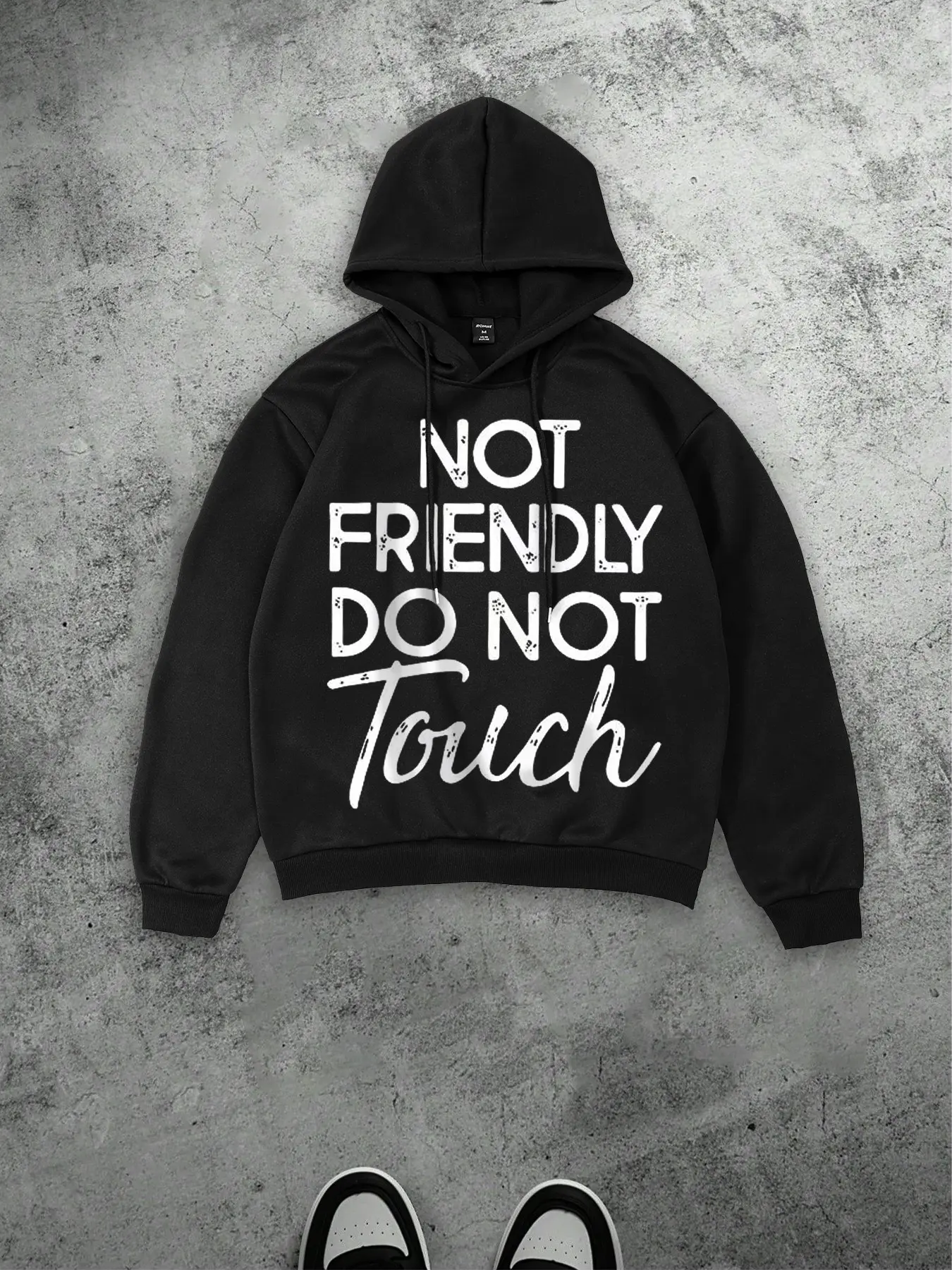 Unisex Loose Fit Hoodie with 'not Friendly Do Not Touch' Print, Soft Fleece Fabric, Streetwear Style, Casual Daily Wear
