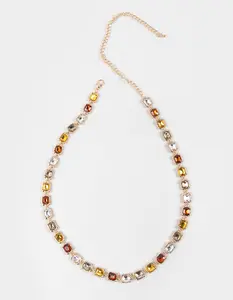 Multi Gemstone Chain Belt, Gold