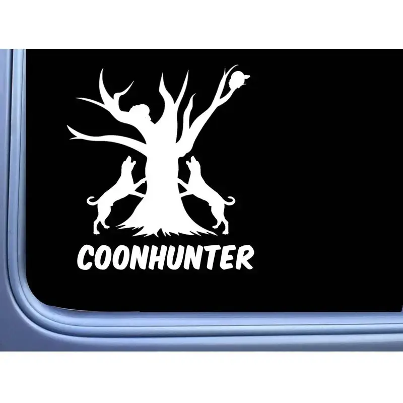 Coonhunter Decal Sticker, Coon Hunting Dog Vinyl Decal, Raccoon Hunter Outdoor Sticker, Hound Hunting Car Truck Window Decal, Country Hunting Gift for Men
