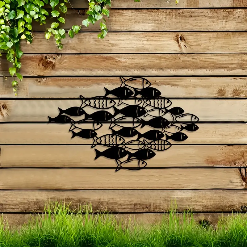 1 piece of retro iron fish school metal wall art - Ocean Inspired Design, nautical style interior decoration, Aesthetic Wall Decor, exquisite fish shaped design home decoration, suitable for office, coastal new home gifts, fish decoration