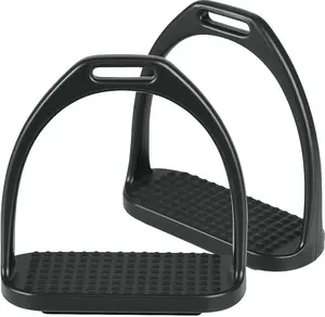 Equinez Tools Stainless Steel Horse Riding Stirrups–Black-Coated Safety English Stirrups for Equestrian Saddle–Durable,Rust-Resistant,Non-Slip Tread–Ideal for Dressage,Jumping,Trail & Training