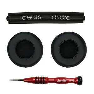 JoesGEcom Replacement Headband Ear Pads Screwdriver Kit Compatible for Monster Beats by Dr. Dre Pro & Beats Pro Detox Headphones Wired Headphones (Black)
