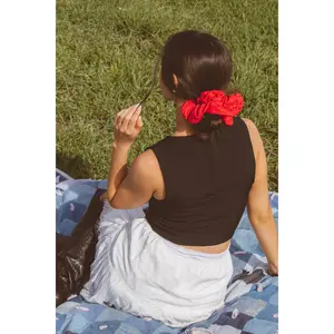 Red Eyelet Jumbo Scrunchie