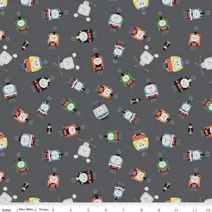 Thomas & Friends™ Sodor Railway Toss Charcoal- Riley Blake Designs - Cotton Fabric by the yard - C15082-CHARCOAL