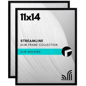 Thin Border Picture Frame | Set of 2 | Sleek Design | Contemporary | Slim Molding - Americanflat