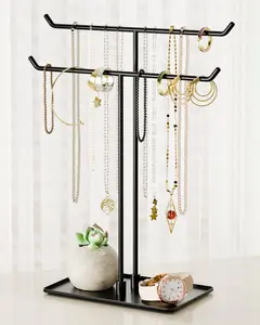Necklace Stand: Black Metal Necklace Organizer for Home Decor