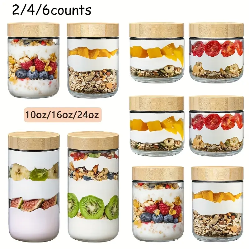 Glass Kitchen Food Storage Containers Set, Meal Prep Containers, Leakproof Container, Leak-Proof Airtight Lids, Healthy Eating Containers, Perfect for Snacks Yogurt Overnight Oats, Ideal Gift Idea