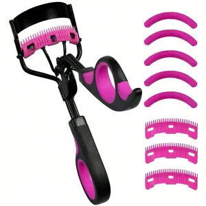 Classic Eyelash Curler with Refill Pads - Makeup Eyelash Tool for All Eye Shapes Eyelash Curler With Comb Lash Curler With 5 Replacement Refills, 3 Combs,