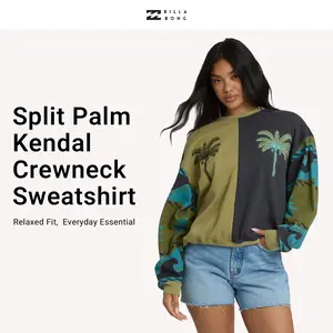Billabong Women's Split Palm Kendal Pullover Crewneck Sweatshirt, Relaxed Fit,  Everyday Essential