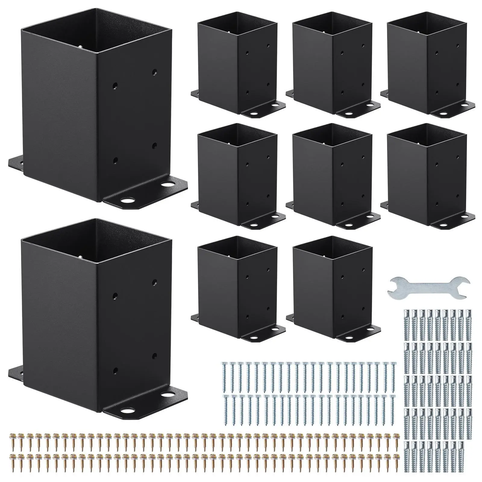 【SummerFinds】VEVOR 4x4 Post Base 10 Pcs, Inner Size 3.6x3.6 inch / 91.44x91.44 mm Post Brackets, Heavy Duty Carbon Steel Decking Posts, Wood Posts Brackets for Pavilion Deck Railing Support Deck Base Plate, Black