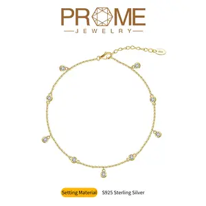 (SA011)S925 Sterling Silver Round-Cut Zircon Anklet Adjustable Length Sparkling 5A Cubic Zirconia Elegant & Fashionable Design Perfect Gift for Women Daily Wear