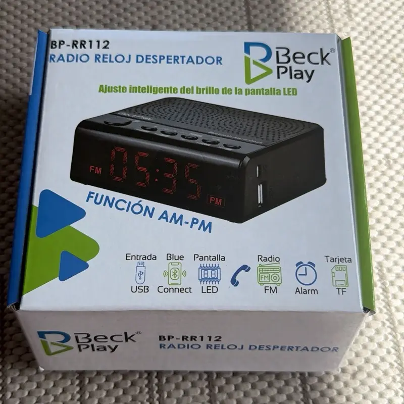 Black Digital Clock Radio Alarm with AM/FM Tuner, Bluetooth Connectivity, and USB Port