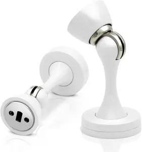 Magnetic Door Stop, White Magnetic Door Stoppers Wall Floor Mount Door Holder to Keep Door Open, Stainless Steel Heavy Duty Door Stops Catch, 2 Pack HUTLON
