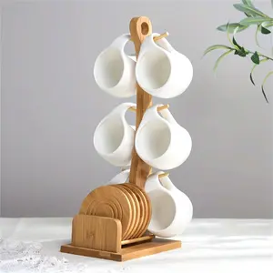 Faridabio 1 Set of Mug Stand And Coaster Set Includes a Ceramic Coffee Cup And Saucer, Perfect for Coffee Shops. This Set Features a Mug, a Coaster, And a Cup Holder, with Each Cup Holding 200Ml Or 7 Oz