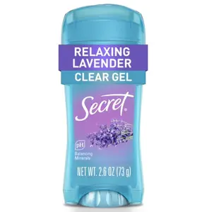 Secret Fresh Clear Gel Antiperspirant Deodorant for Women Lavender Scent 48 Hour Sweat and Odor Protection pH Balancing Minerals Goes On Clear Dries Fast 2.6 oz
