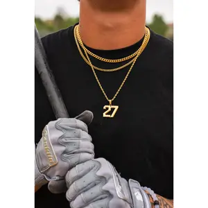 Signature Jersey Number Pendant 18K Plated Gold