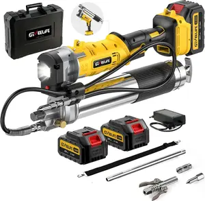 GEVEELIFE Electric Grease Gun - Equipped with 2×2000mAh Batteries, Fast Charger & 90° Swivel Coupler, 10,000 PSI - Works with Bulk & Cartridge Grease for Farm, Truck, Construction