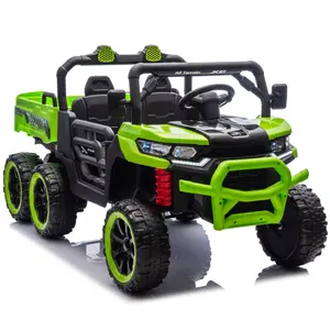 24V Two-seater Kids Ride On Six-wheel Electric Dump Truck W/Parents Control,4WD,Six-wheel Suspension,High Endurance,Music,Bluetooth,USB,24V UTV W/Shovel&Slow Start,Speeds 1.86-3.11 MPH For Kids 2-6. slow start