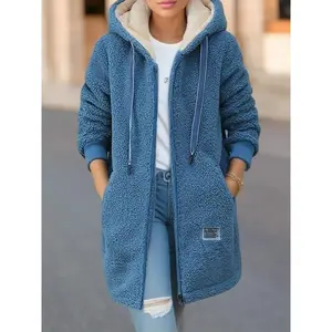 Thickened wool lined sportswear women's hooded top cardigan winter fashion new lamb wool jacketRAIMENTRY