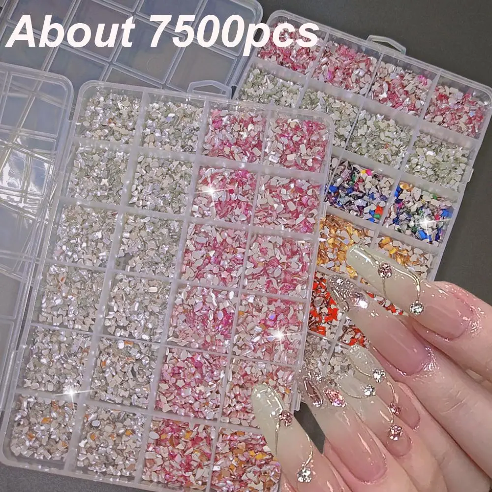 24Grids Mixed Pink White Nail Art Rhinestone Charms 3D Mini Irregular Heart-shaped  Pentagram Diamond-shaped Nail Gems For Decor