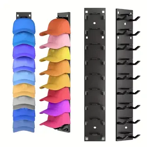 Round Wall Mounted Hat Rack, Strong Adhesive Multi Layer Cap Storage Organizer, Portable Plastic Display Stand for Closet Door and Bedroom, Hat Holder for Hanging