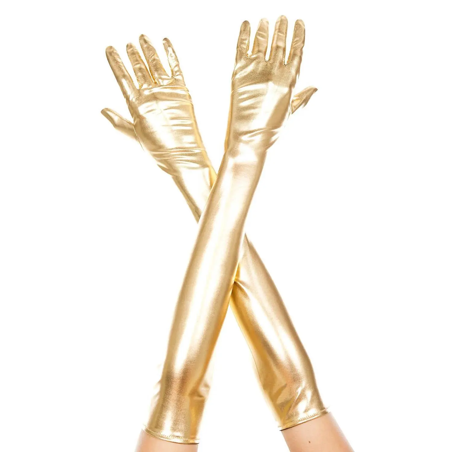 Extra long metallic gloves, 457-Gold