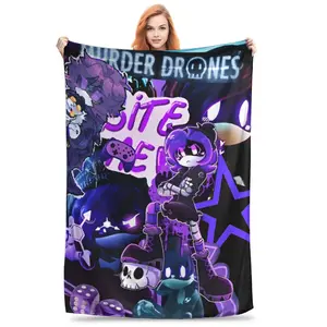 Murder Drones Blankets Coral Plush Air Conditioning Black Comedy  Multifunction Super Warm Throw Blanket Car Rug Piece  Warm Haven Textiles
