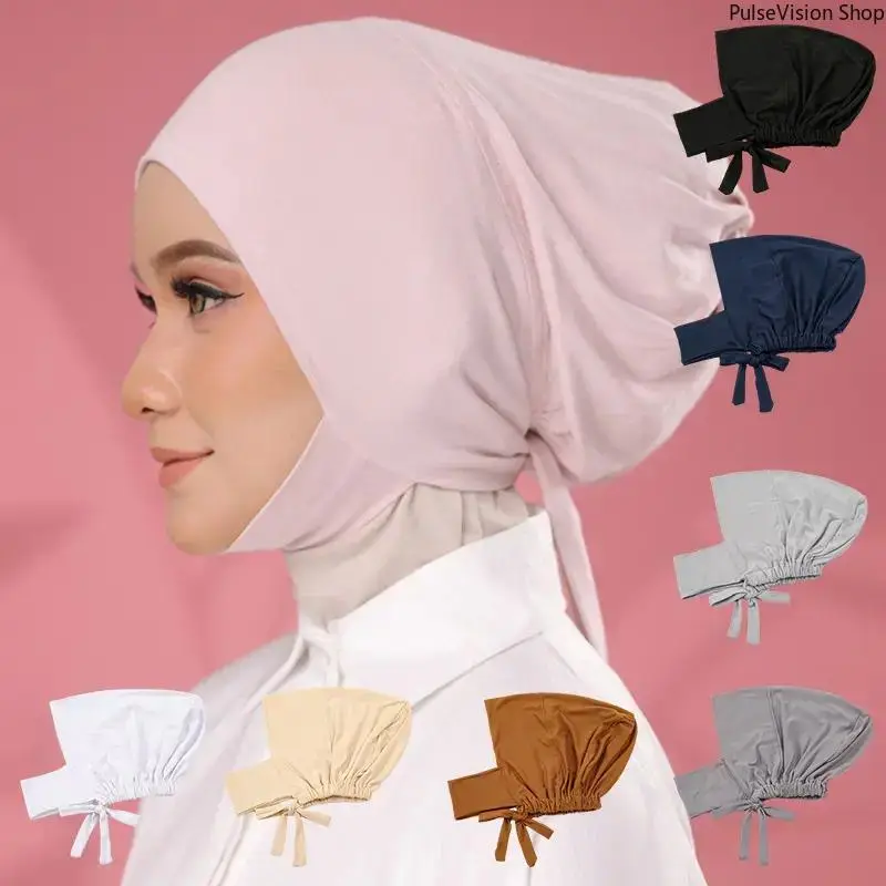 Modest Hijab with Undercap - PulseVision Shop Chic, Adjustable, Instant Polyester Scarf for Eid, Religious Attire, Daily Use