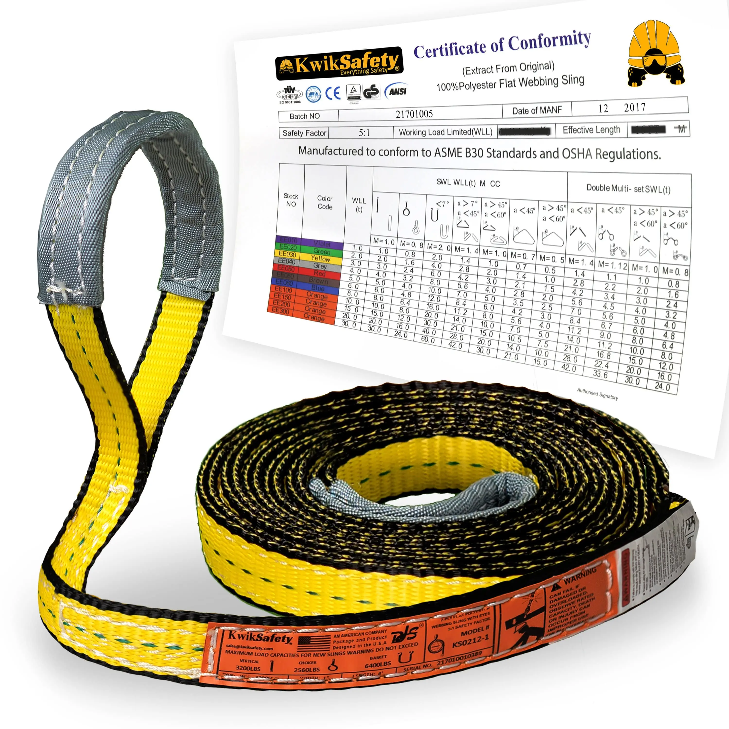 KwikSafety MIGHTY SUMO Type 3 Poly Web Lifting Slings - Model No.: KS8801